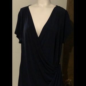 1X Banana Republic Navy Blue Faux Wrap Top Stretch